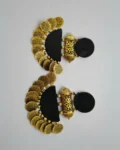 Rainvas plain black and gold coins jhumka earrings