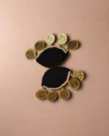Rainvas Black semi circular beaded studs earrings for women