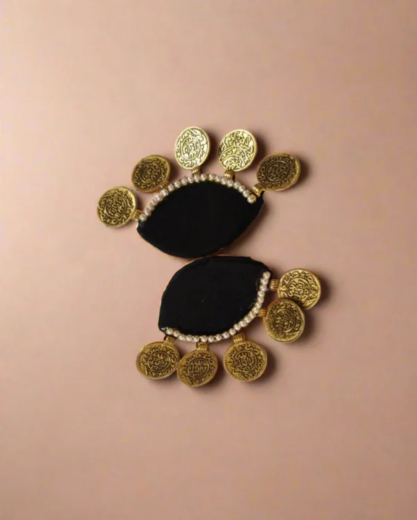Rainvas Black semi circular beaded studs earrings for women