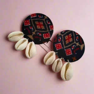 Rainvas Blue and red printed shells studs earrings