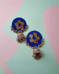 Rainvas Blue and silver oxidized fabric earrings for women