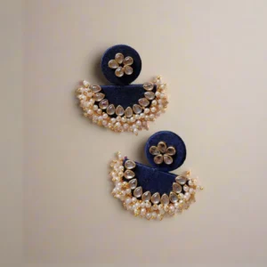 Rainvas Blue semi circular beaded earrings