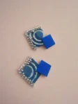 Rainvas Indigo print and silver ghungroo fabric earrings