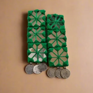 Rainvas Dark Green mirror long coins earrings for women