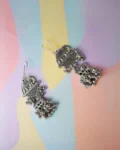 Rainvas Elephant design silver oxidised earrings