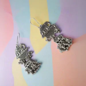 Rainvas Elephant design silver oxidised earrings