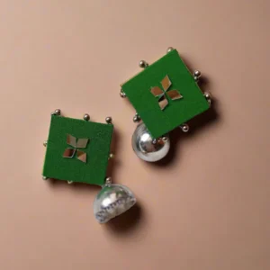 Rainvas Green and silver oxidized jhumka earrings