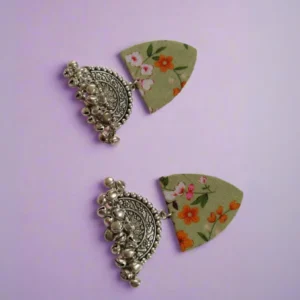 Rainvas Green floral printed oxidized earrings