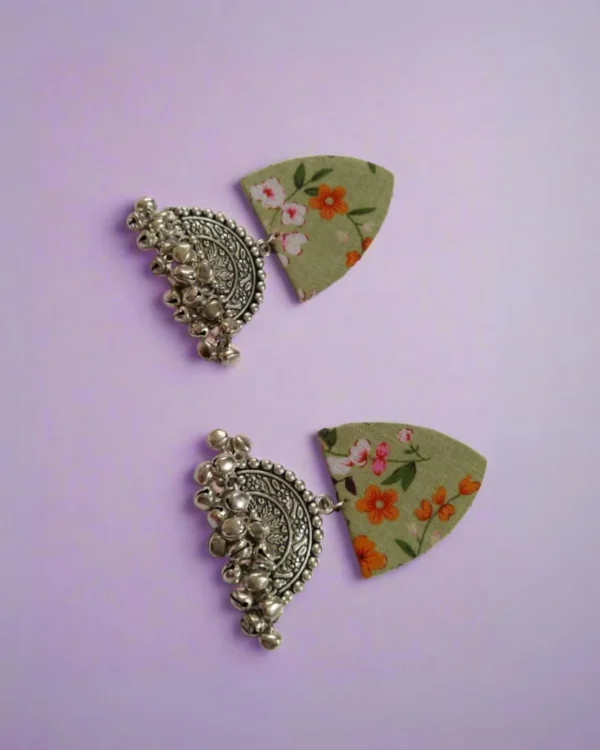 Rainvas Green floral printed oxidized earrings