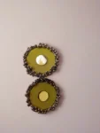 Rainvas Green with silver beads big studs earrings