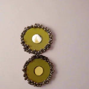 Rainvas Green with silver beads big studs earrings