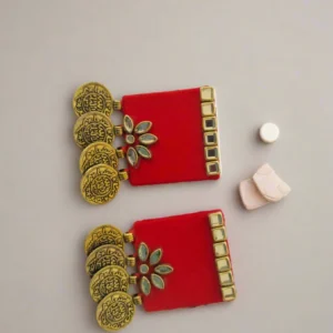 Rainvas Red earrings with golden bottom