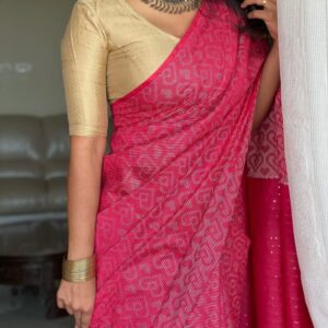 Woven heart motifs saree