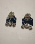 Rainvas Indigo Blue printed elephant charm earrings for women