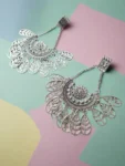 Rainvas Silver Oxidised round jhumka earrings