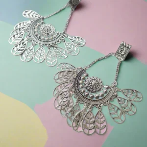 Rainvas Silver Oxidised round jhumka earrings