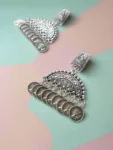 Rainvas Designer silver Oxidised Coin Earrings for women