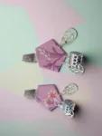 Rainvas Purple printed floral earrings with silver charm bottom
