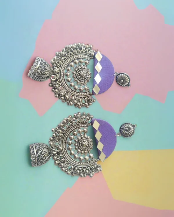 Rainvas Purple oxidized mirror heavy jhumka