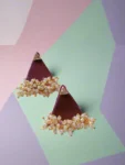 Rainvas Purple triangular beaded fabric studs