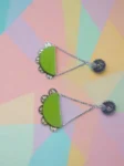 Rainvas Peacock green and silver chain long earrings