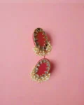 Rainvas Red beaded tiny studs earrings