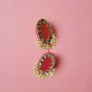 Rainvas Red beaded tiny studs earrings