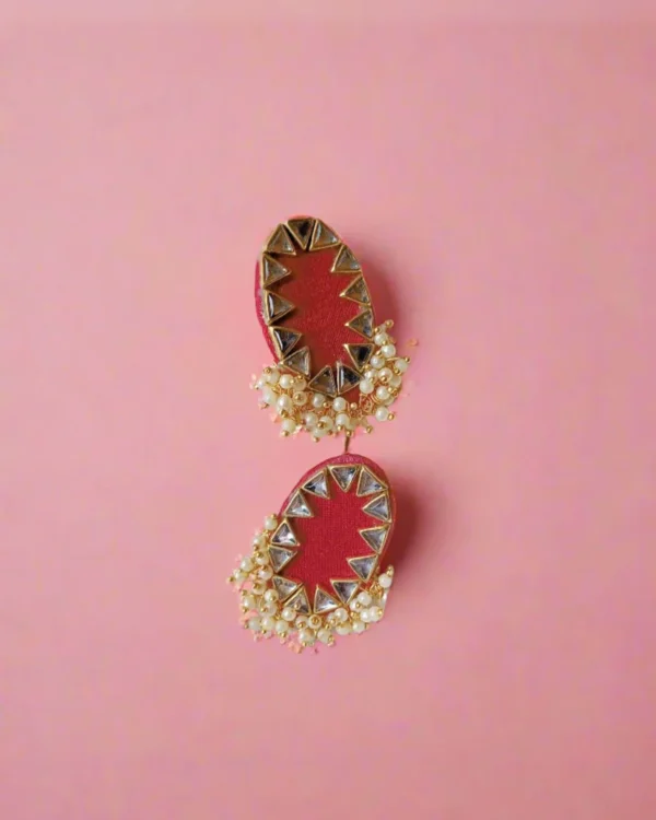 Rainvas Red beaded tiny studs earrings