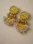 Rainvas Yellow kundan and beads jhumka