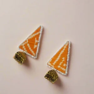 Rainvas Patola print jecobeads fabric jhumka for women