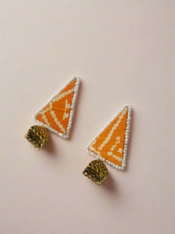Rainvas Patola print jecobeads fabric jhumka for women