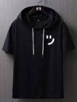 Men Colorblock Hooded Neck Cotton Blend T-Shirt