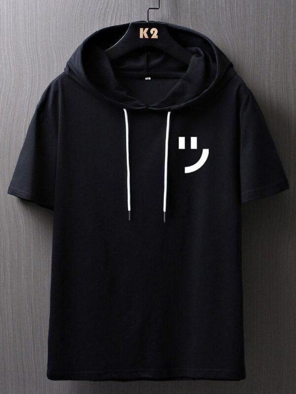 Men Colorblock Hooded Neck Cotton Blend T-Shirt