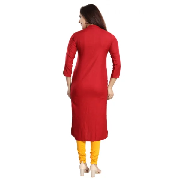Women's Rayon Self Pattern Straight Kurti-Maroon