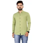 Men's Casual Full Sleeve Poly Viscose Collar Neck Shirt (Pista)