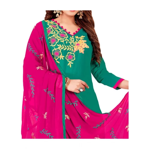 Women's Glaze Cotton Unstitched Salwar-Suit Material With Dupatta (Turquoise, 2 Mtr)