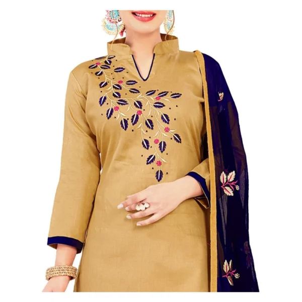 Women's Glaze Cotton Unstitched Salwar-Suit Material With Dupatta (Beige, 2 Mtr)