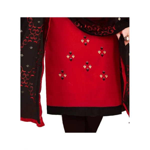 Women's Glaze Cotton Unstitched Salwar-Suit Material With Dupatta (Red, 2 Mtr)