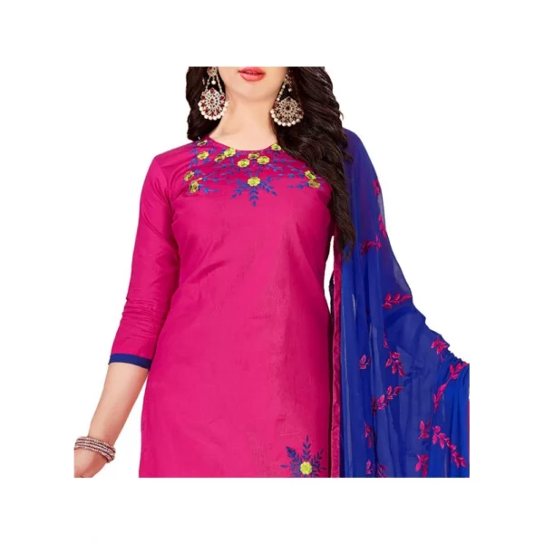 Women's Glaze Cotton Unstitched Salwar-Suit Material With Dupatta (Pink, 2 Mtr)