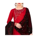 Women's Glaze Cotton Unstitched Salwar-Suit Material With Dupatta (Red, 2 Mtr)