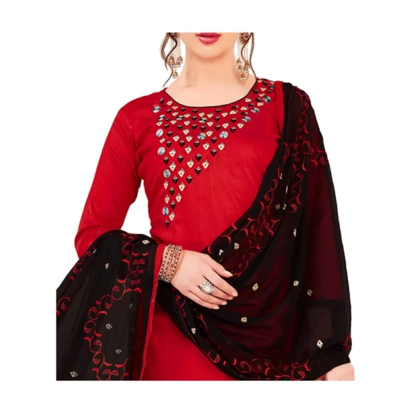 Women's Glaze Cotton Unstitched Salwar-Suit Material With Dupatta (Red, 2 Mtr)