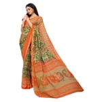 Women's Renial Georgette Floral Printed Sarees (Peacock Green, 5-6 Mtrs)