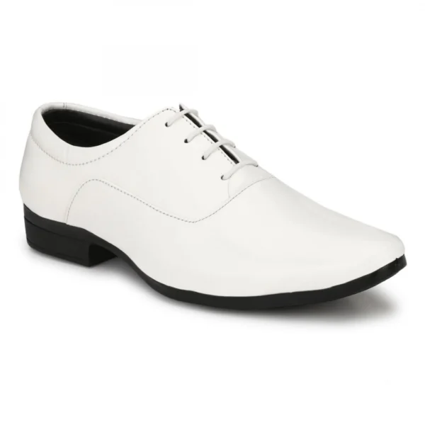 Men's White Color Patent Leather Material Casual Formal Shoes