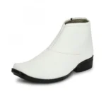 Men's White Color Leatherette Material Casual Boots