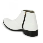 Men's White Color Leatherette Material Casual Boots