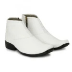 Men's White Color Leatherette Material Casual Boots