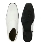 Men's White Color Leatherette Material Casual Boots