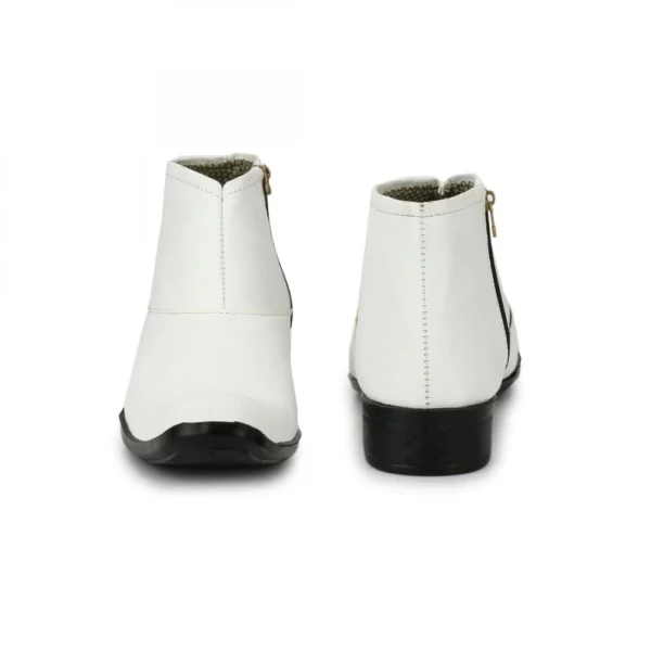 Men's White Color Leatherette Material Casual Boots