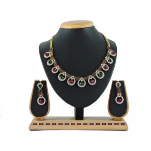 Women's Alloy Necklace set (Maroon,Green)