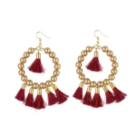 Women's Alloy Hook Dangler Hanging Tassel Earrings-Gold